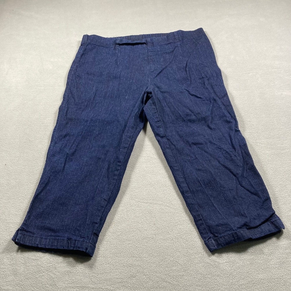 White Stag Jeans Womens 14 Blue Straight High Rise Pull-On Stretch Dark Wash